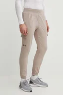 Spodnie męskie - Under Armour spodnie treningowe kolor beżowy - miniaturka - grafika 1
