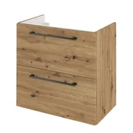 Szafki łazienkowe - Szafka pod umywalkę wisząca Remix 60x33x58 cm brązowa złoty dąb Sensea - miniaturka - grafika 1