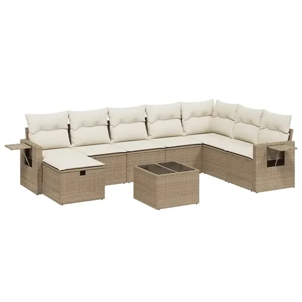 Zestaw mebli ogrodowych modułowych beżowy rattan PE, 62x62x69 cm, 55x55x3