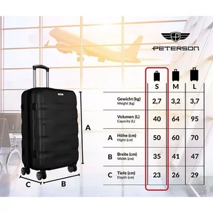 Mocna walizka damska z ABSu Peterson PTN 5806 S - Walizki - miniaturka - grafika 2