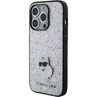 Karl Lagerfeld KLHCP15XGCNPSG iPhone 15 Pro Max 6.7" srebrny/silver hardcase Fixed Glitter Choupette Logo Metal Pin - Etui i futerały do telefonów - miniaturka - grafika 2