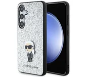 Etui i futerały do telefonów - Karl Lagerfeld KLHCS24SGCNPSG S24 S921 srebrny/silver hardcase Fixed Glitter Ikonik Logo Metal Pin - miniaturka - grafika 1