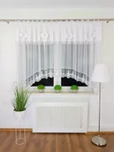 Firany - FIRANA GOTOWA Z KOKARDKAMI BIAŁA HAFT FIRANKI DO KUCHNI 400/160 NA TAŚMIE - miniaturka - grafika 1