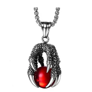 Męski naszyjnik Dragon Eye Naszyjnik Biżuteria Wisiorek Naszyjnik Punk Dragon Naszyjnik Łańcuch Dragon Claw ze stali nierdzewnej Czerwony 3.3x2cm - Naszyjniki męskie - miniaturka - grafika 1