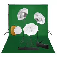 Lampy studyjne - vidaXL Zestaw studyjny Zestaw studyjny z lampami parasolkami tłem i blendami 3067091 - miniaturka - grafika 1