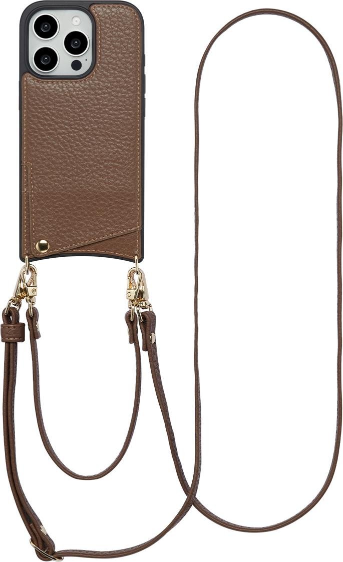 Etui na telefon Selencia Nova z kablem i uchwytem na kartę do Apple iPhone 16 Pro - Mocha Brown