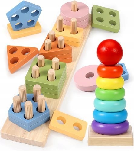 Drewniane Zabawki Montessori Dla Dzieci 1+ Edukacyjne