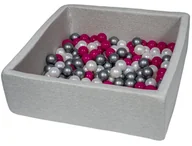 Suche baseny - Suchy basen dla dziecka z piłeczkami 150szt, ok. 90x90 cm (perłowy, róż, srebrny) - miniaturka - grafika 1