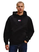 Bluzy męskie - TOMMY HILFIGER BLUZA MĘSKA TJM TOMMY BADGE HOODIE BLACK DM0DM10904 BDS - Rozmiar: S - miniaturka - grafika 1