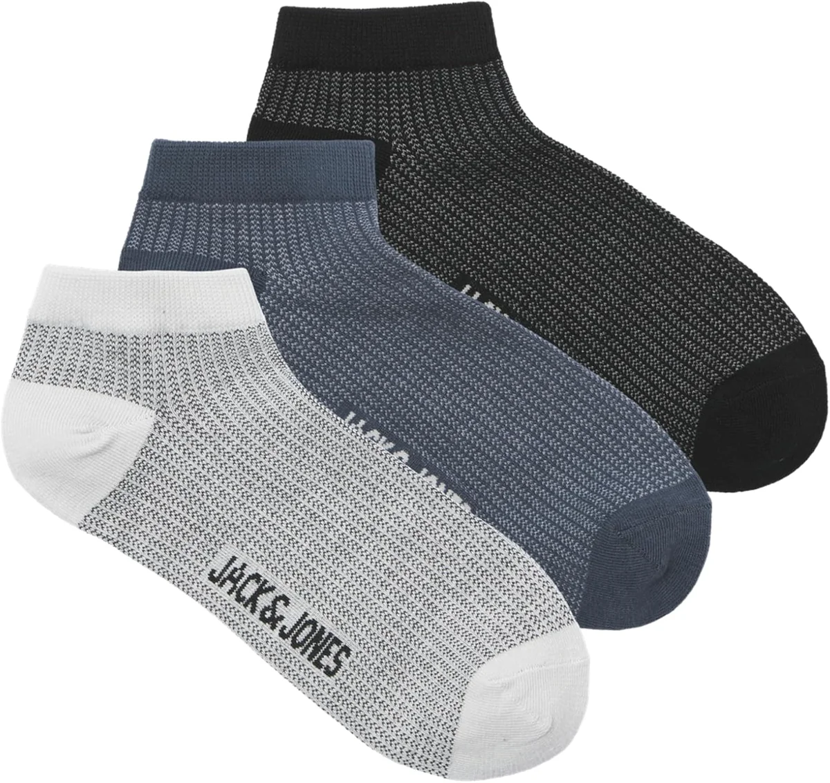 JACK & JONES skarpetki męskie krótkie Bird Eye 3 szt. czarne