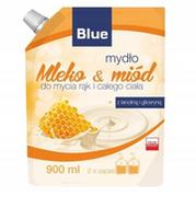 Mydła - Delko BLUE Mydło w płynie zapas mleko i miód 900ml - miniaturka - grafika 1