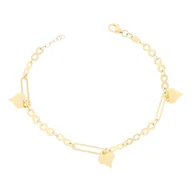 Bransoletki - Złota bransoletka wiszące serduszka i znak nieskończoności 18 cm pr. 333 - miniaturka - grafika 1