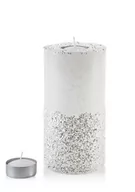 Świeczniki - ŚWIECA LAMPION WALEC 120X240 DIAMENT BIAŁY SREBRNE KRYSZTAŁKI - miniaturka - grafika 1
