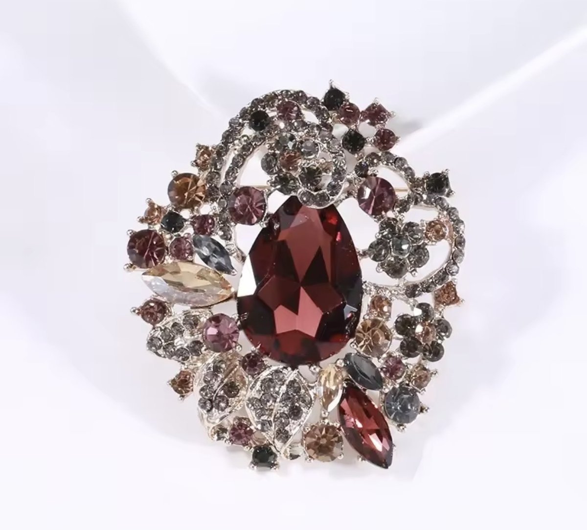 Broszka Burgundy Royale Crystal luxury Evening Brooch