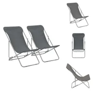 Fotele i krzesła ogrodowe - vidaXL Składane krzesła plażowe 2 szt. stal i tkanina oxford szary - Krzesła ogrodowe - miniaturka - grafika 1
