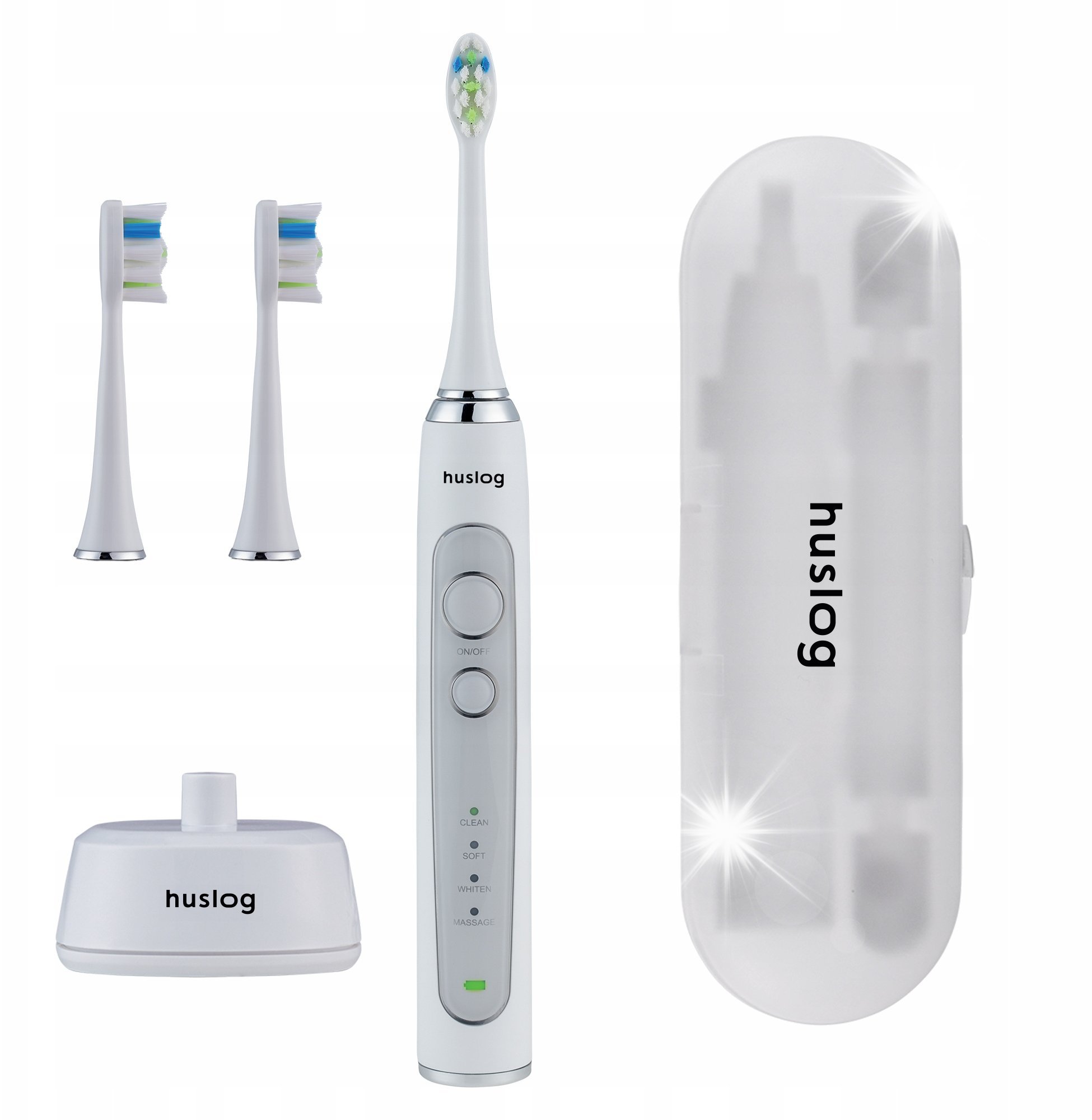 Szczoteczka SZCZOTECZKA SONICZNA DO ZĘBÓW 4 TRYBY BAZA ŁADUJĄCA + ETUI + 2 Koncówki