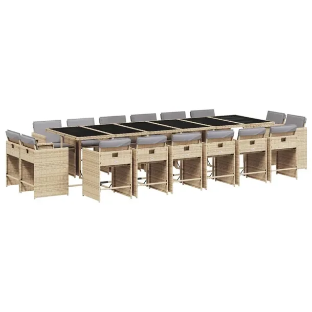 Zestaw Mebli Ogrodowych z Polirattanu, Stolik 330x106x73cm, 16 Krzeseł 50,