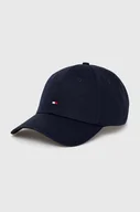 Czapki damskie - Tommy Hilfiger czapka z daszkiem bawełniana kolor granatowy gładka AW0AW16360 - miniaturka - grafika 1