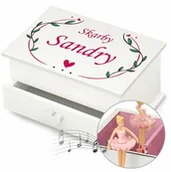 Pozytywki dla dzieci - Szkatułka na biżuterię z pozytywką i szufladką z nadrukiem dla dziewczynki dziewczyny na imieniny walentynki - miniaturka - grafika 1