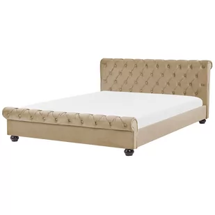 Beliani Łóżko welurowe 180 x 200 cm beżowe AVALLON 132102 - Łóżka - miniaturka - grafika 1