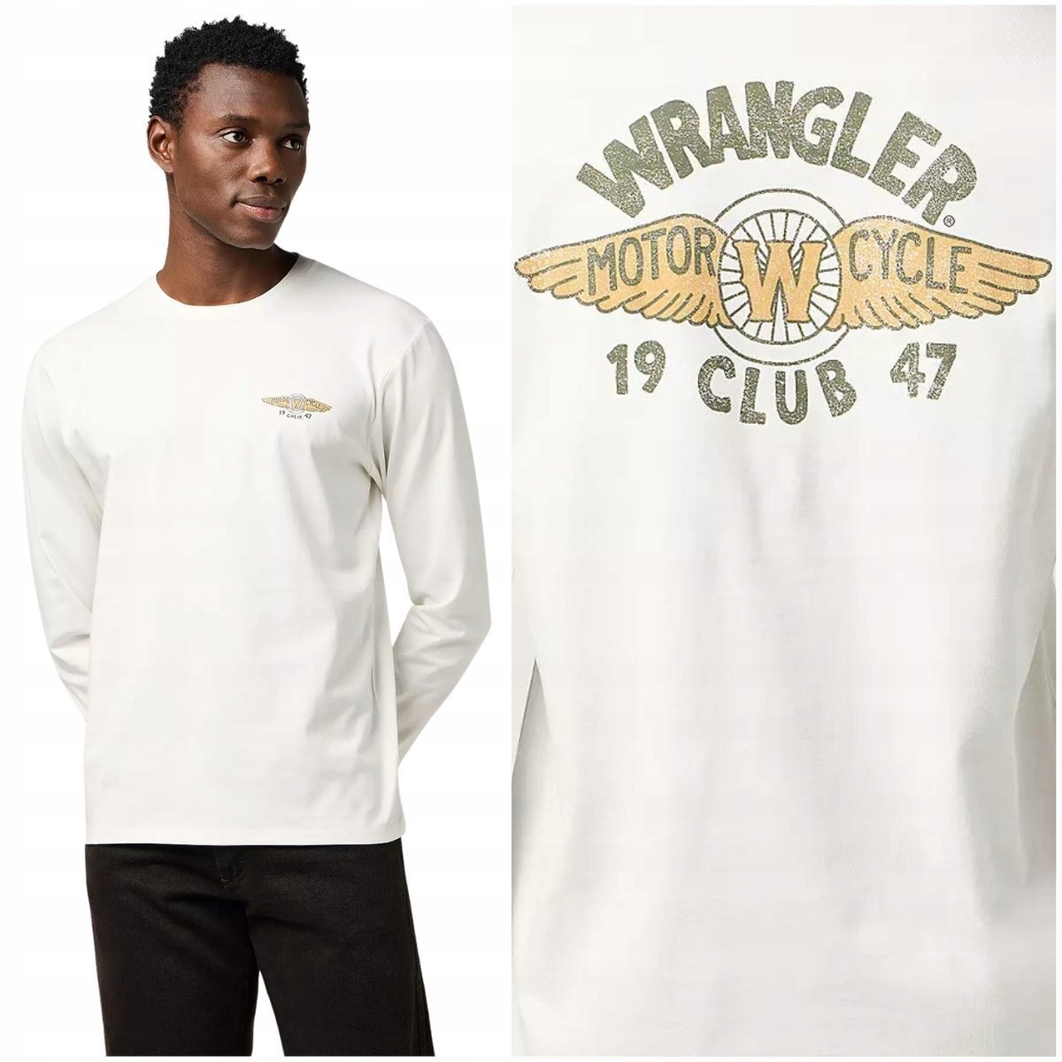 Wrangler Longsleeve Americana Tee White bawełniana koszulka długi rękaw XL
