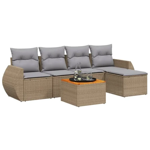 Zestaw mebli ogrodowych modułowych beżowy, rattan PE, wymiary: 55x62x69 c