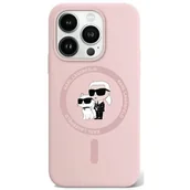 Etui i futerały do telefonów - Karl Lagerfeld KLHMP15LSCMKCRHP iPhone 15 Pro 6.1" różowy/pink hardcase Silicone Karl & Choupette MagSafe - miniaturka - grafika 1