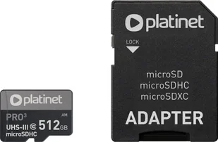 Karta Platinet Pro MicroSDXC 512 GB Class 10 UHS-III/U3 A2 PMMSDX512UIII - Karty pamięci - miniaturka - grafika 1