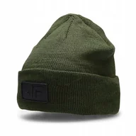Czapki dla dzieci - CZAPKA dziecięca 4F ZIMOWA beanie CIEPŁA dwuwarstwowa KHAKI - miniaturka - grafika 1
