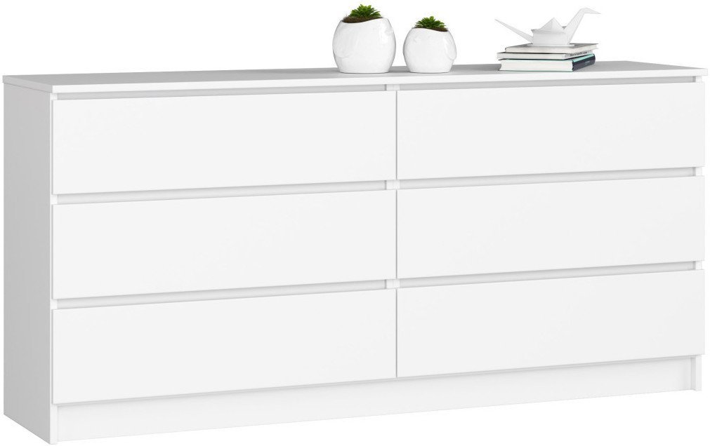 Fabryka Mebli Akord KOMODA K 160 cm 6 SZUFLAD BIAŁA