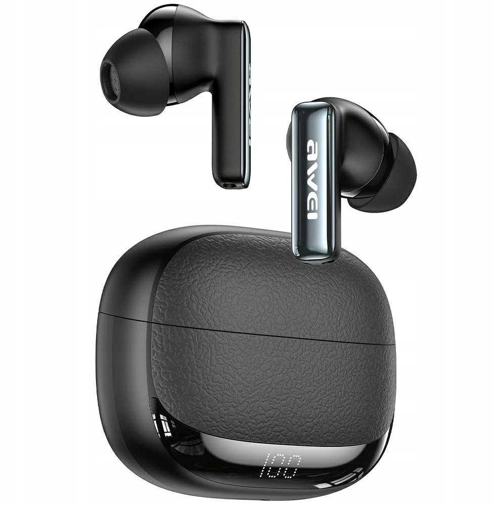 AWEI TA19 ANC Bluetooth 6.0 TWS + stacja dokująca czarny