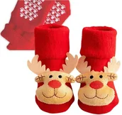 Skarpetki dla dzieci - Skarpetki Świąteczne Dla Dzieci Niemowlęce Antypoślizgowe Prezent 0-12 M Renifer - miniaturka - grafika 1