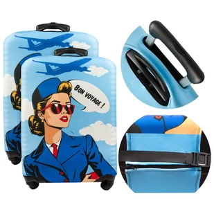 2x Pokrowiec etui na walizkę podróżną ochronny z motywem stewardessy rozm L - Akcesoria podróżnicze - miniaturka - grafika 1