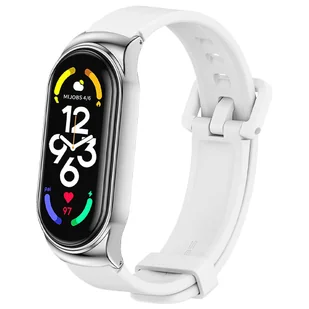 Pasek silikonowy Alogy z zapięciem opaska do Xiaomi Mi Band 7 White + 2x Szkło - Akcesoria do smartwatchy - miniaturka - grafika 6