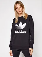 Bluzy damskie - adidas Bluza Trefoil Crew FM3272 Czarny Regular Fit - miniaturka - grafika 1