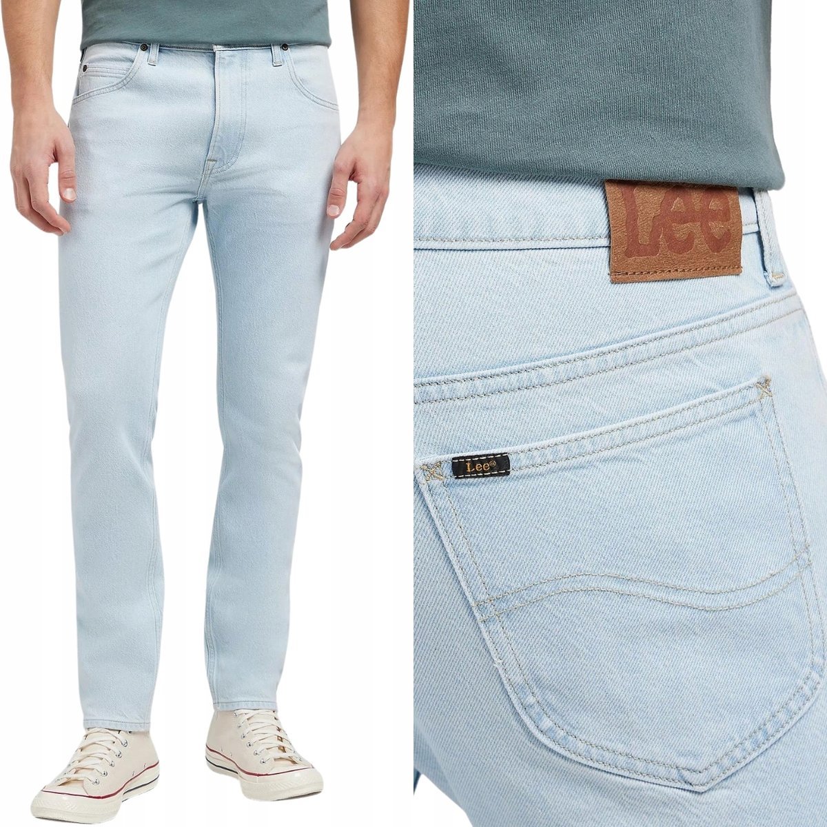 Lee RIDER SLIM In Johnny lekko dopasowane jasne spodnie jeansowe W28 L32