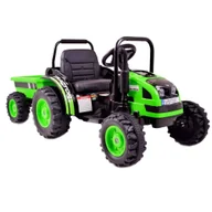 Jeździki dla dzieci - Import SUPER-TOYS MEGA TRAKTOR Z PRZYCZEPĄ MIĘKKIE SIEDZENIE PILOT RADIO FM/HL388  HL-388-ZIELONY - miniaturka - grafika 1