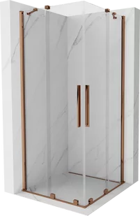 Mexen Velar Duo kabina prysznicowa rozsuwana 90x90 cm, transparent, różowe złoto - 871-090-090-02-60 - Kabiny prysznicowe - miniaturka - grafika 1
