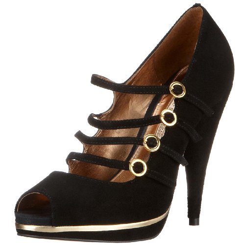 Buffalo London Kid Suede 16040-653, damskie czółenka, czarny - Czarny Black01-39 eu