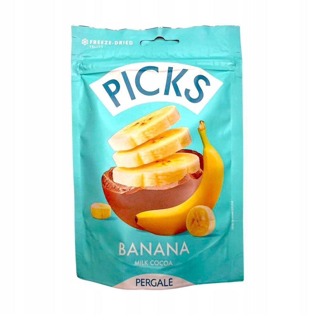 Liofilizowane kawałki banana z polewą mleczno-kakaową 90g Picks