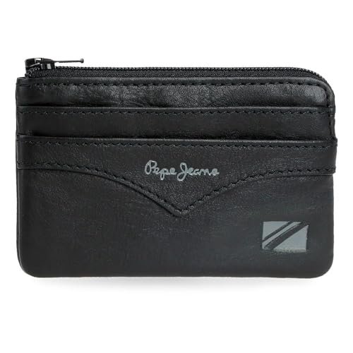 Pepe Jeans Kurtka Portfel Czarny 11x7x1,5 cm Skóra by Joumma Bags, Czarny (Black), Talla única, portmonetka