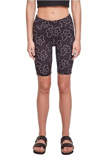 Urban Classics Damskie szorty High Waist AOP Tech Cycle szorty damskie krótkie czarne, czarny kwiat, 4XL - Spodenki damskie - miniaturka - grafika 1