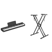 Akcesoria do instrumentów klawiszowych - Rockjam Xfinity Stojak na Klawiaturę, Czarny, 99,1 x 46 x 7,9 cm & Yamaha P 145 Pianino Cyfrowe, Czarny, 88 Klawiszy - miniaturka - grafika 1