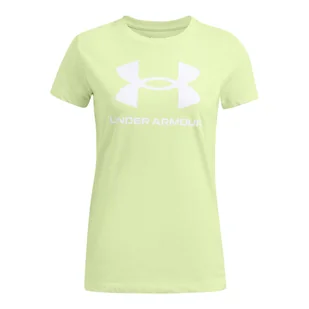 Damski t-shirt z nadrukiem Under Armour UA Rival Logo SS - zielony - UNDER ARMOUR - Koszulki sportowe damskie - miniaturka - grafika 1