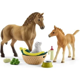 Schleich Zestaw Pielęgnacyjny Quarter koń + źrebię 42432 - Figurki dla dzieci - miniaturka - grafika 1