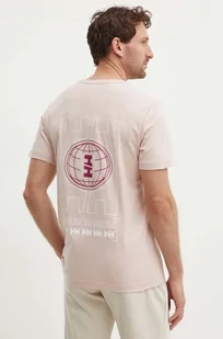 Helly Hansen t-shirt bawełniany kolor różowy wzorzysty - Koszulki męskie - miniaturka - grafika 1