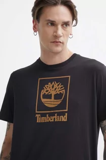 Koszulki męskie - Timberland t-shirt bawełniany męski kolor czarny z nadrukiem TB0A5QSP0011 - grafika 1