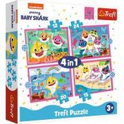 Puzzle - Trefl Rodzina Rekinów Puzzle 4w1 Viacom Baby Shark o Wysokiej Jakości Nadruku dla Dzieci od 3 lat 34378 - miniaturka - grafika 1