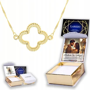 Złoty Naszyjnik 925 z Kwiatem Koniczynką Rośliną Liście Koniczyna + NADRUK - Naszyjniki Złoty Naszyjnik 925 z Kwiatem Koniczynką Rośliną Liście Koniczyna + NADRUK - Naszyjniki - miniaturka - grafika 1