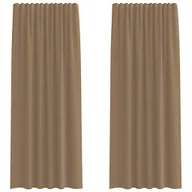 Zasłony - vidaXL Zasłony woalowe z kieszeniami na drążek 2 szt. Jasnobrązowe - miniaturka - grafika 1